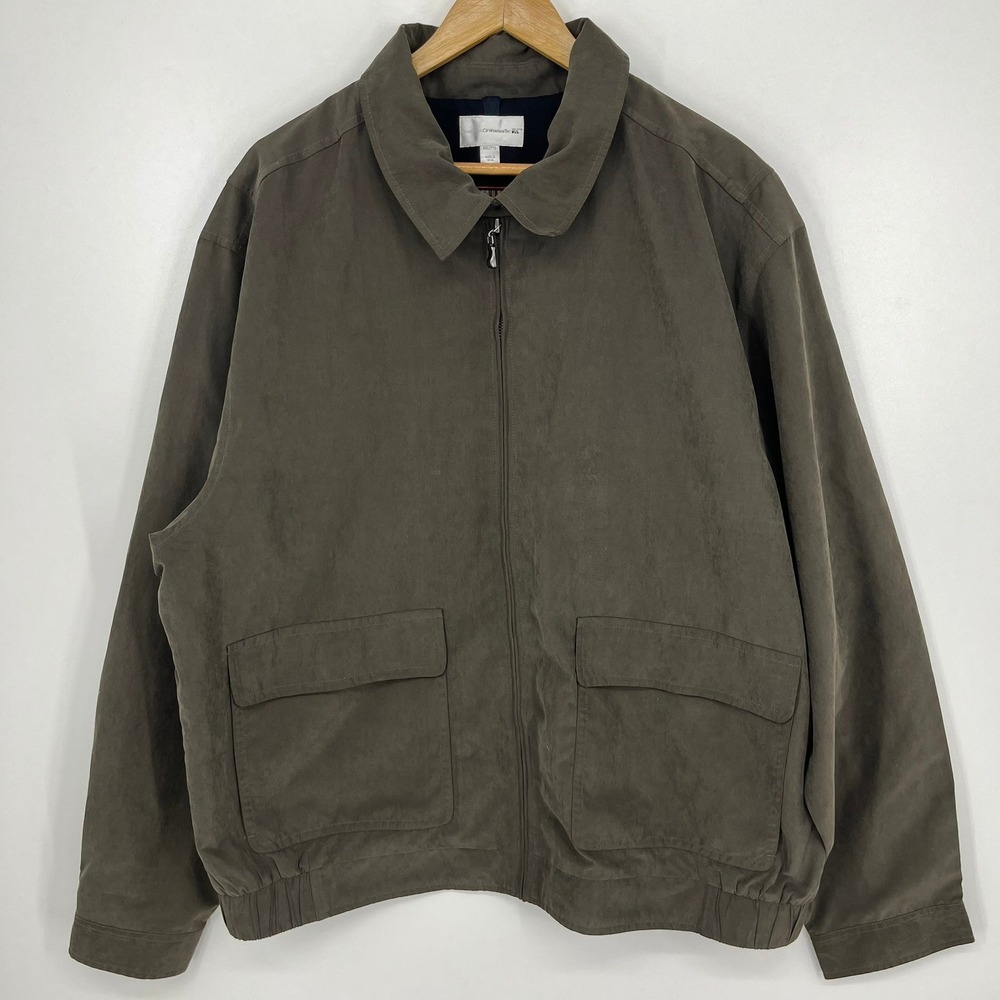 Cutter &‎ Buck CB WeatherTec Mens XXL Brown Full Zip Bomber Jacket